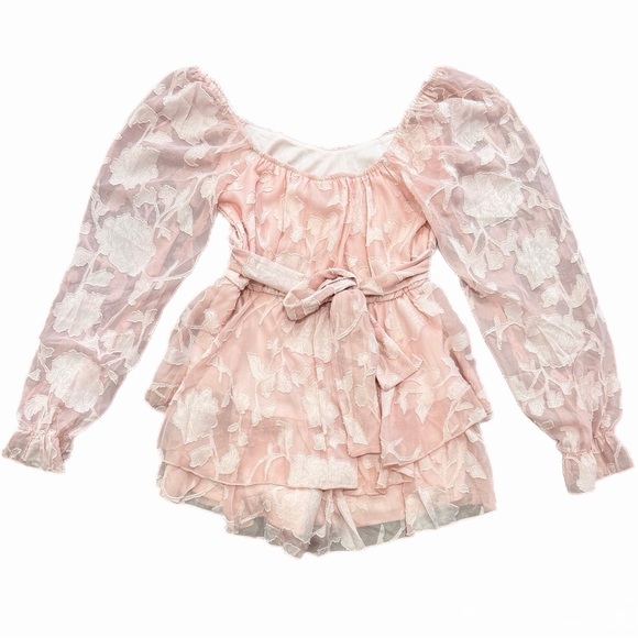 ❤️ Valentine’s Day Pink Floral Ruffle Cottagecore Romper Size Small NWT - Picture 9 of 9